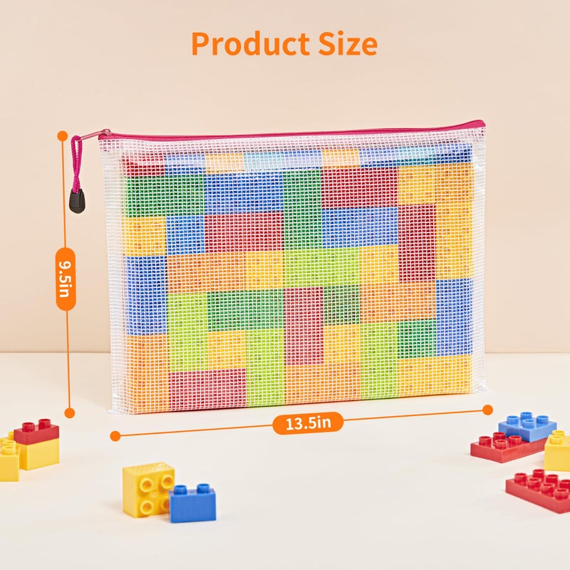 JARLINK 36 Pack 10 Colors Zipper Mesh Document Pouch, A4 Letter Size Mesh Bags for Board Games & Puzzles, Waterproof Document Zipper Pouches for Office School Supplies, Toys, Cosmetics Travel Storage - Image 2